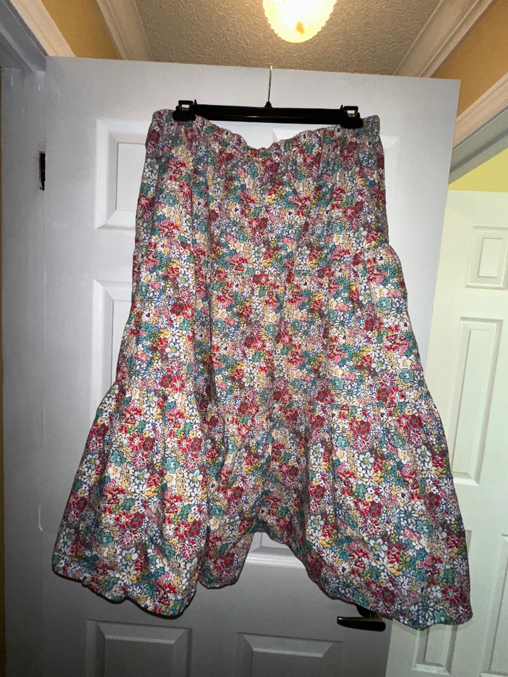 Floral Tiered Midi Skirt Plus Size 1X Nordstrom Pull-On Skirt Summer